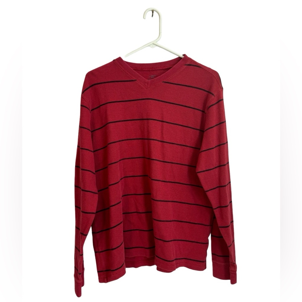 Vintage Faded Glory Men's Red & Black V Neck Sweater Size L (42-44)
